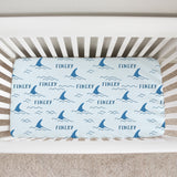 Sugar + Maple Personalized Crib Sheet | Shark Fin