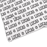 Sugar + Maple Plush Minky Fleece Personalized Blanket | Soccer Icon Repeating Name