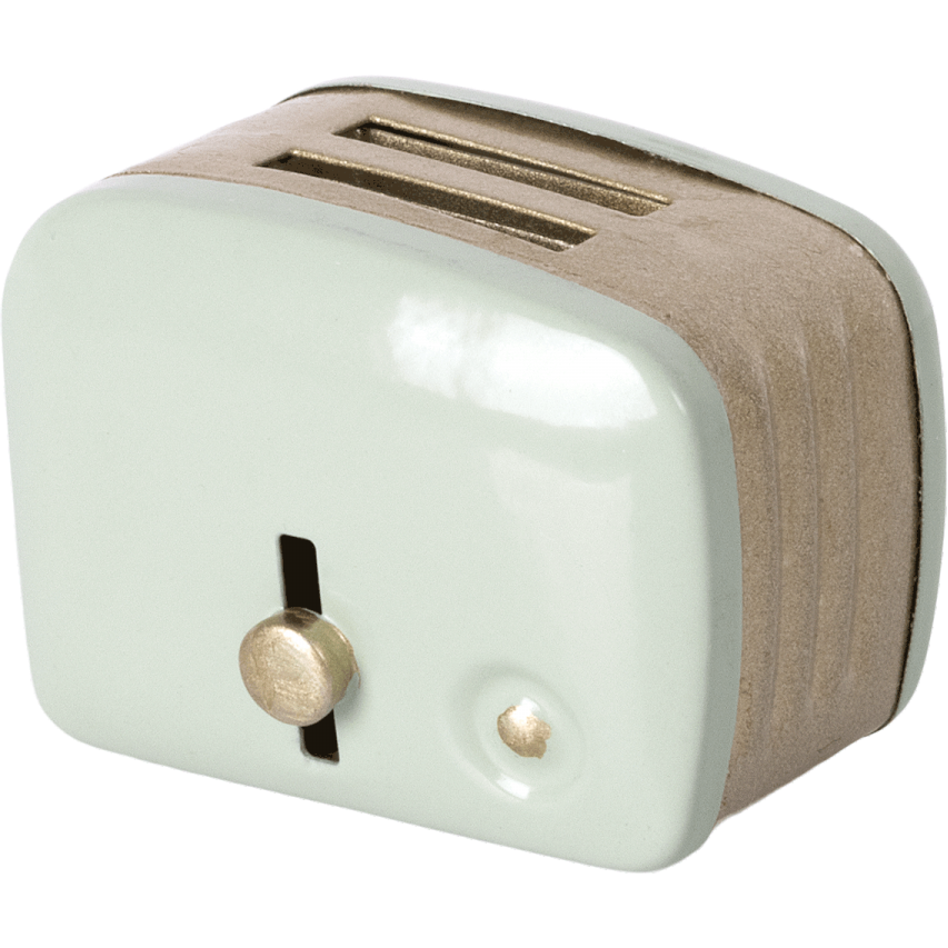 Miniature toaster & bread in mint by Maileg