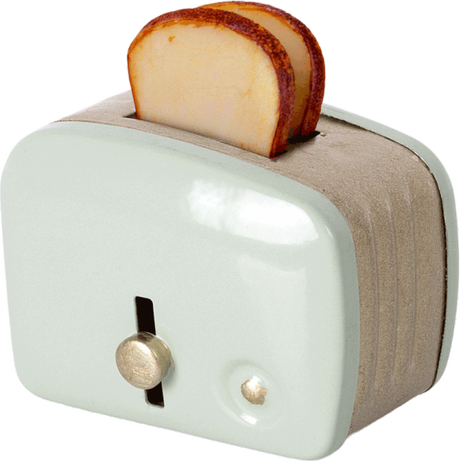 Miniature toaster & bread in mint by Maileg