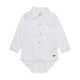 Long Sleeve Collared Bodysuit in White by Minymo