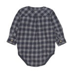 Long Sleeve Checkered Bodysuit in Collegiate Blue by Minymo