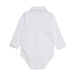 Long Sleeve Collared Bodysuit in White by Minymo