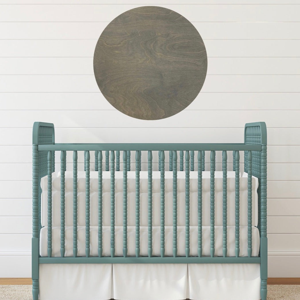 Sugar + Maple Round Base Personalized Wood Name Sign | Weathered Grey