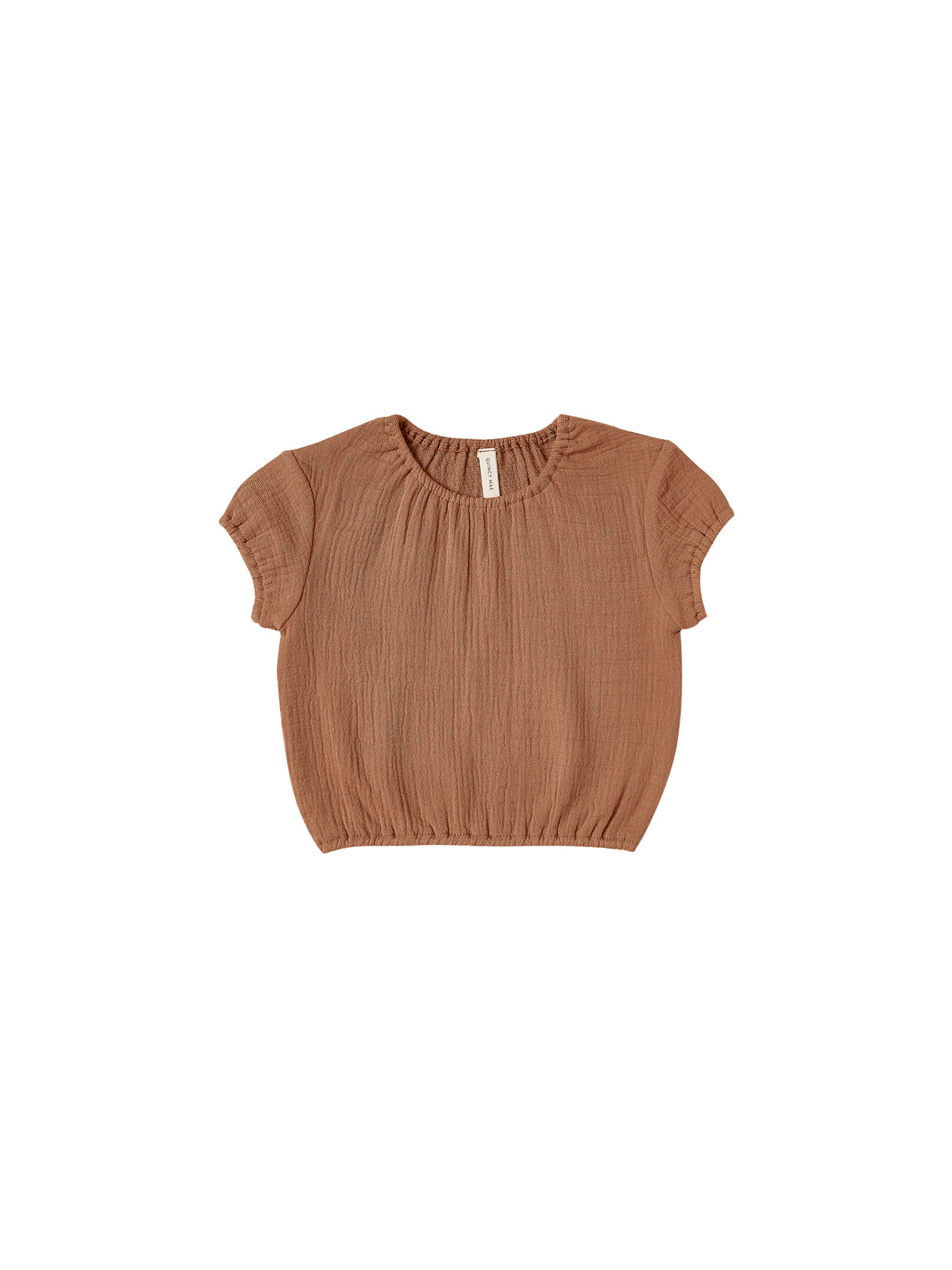Cinched Woven Tee in Rust by Quincy Mae